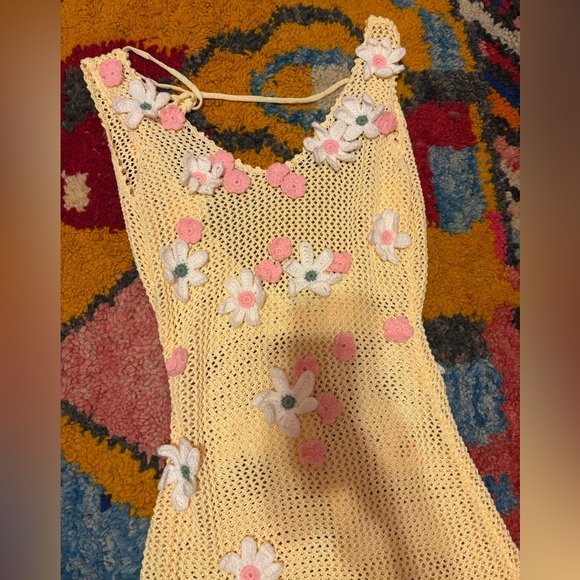 For Love And Lemons Dresses & Skirts - For Love And Lemons Yellow Crochet Dress with Floral Accents